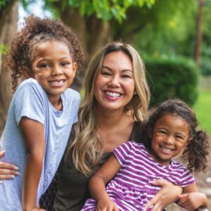 Woman with two children