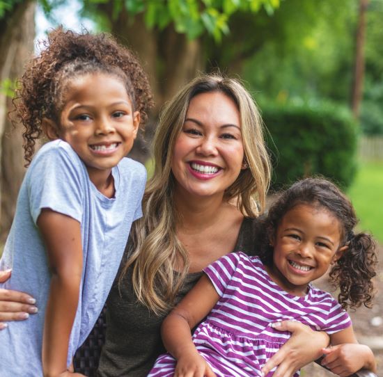 Woman with two children